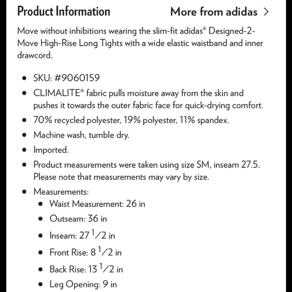 ADIDAS Designed 2 Move High-Waist NWT Leggings XS - Picture 10 of 11